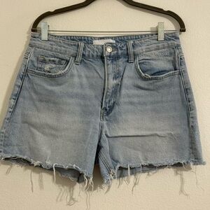 USED Light Blue Frayed Hem Women's Jean Shorts